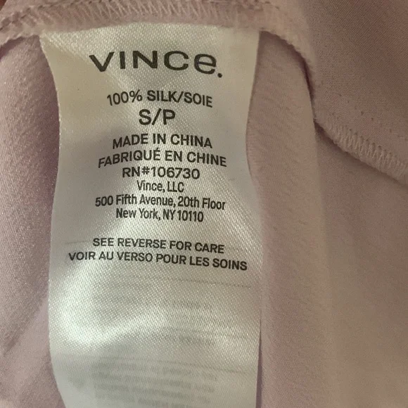 NEW Vince Satin 100% Silk Pajama Shirt Blouse, Pale Iris (Purple) Size S $295 - Picture 9 of 10